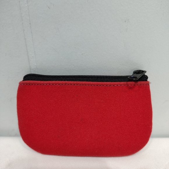 Dooney & Bourke Red Canvas Coin Purse Zip Pouch Wallet Small Clutch Key Pouch - Picture 2 of 3